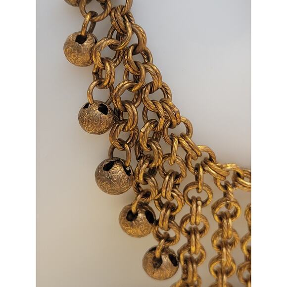 Vintage tribal bellydance necklace statement bib choker heavy metal dangle - Picture 4 of 9